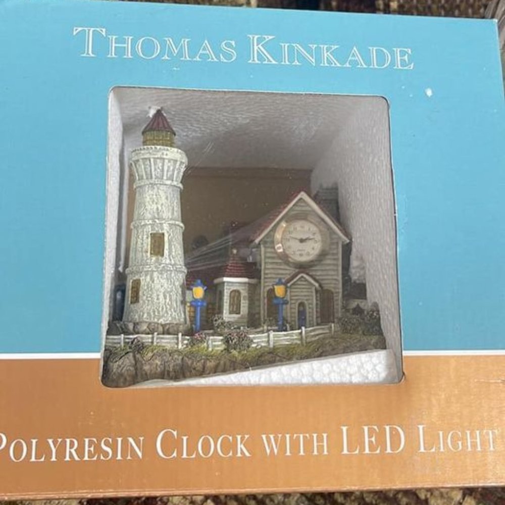 Thomas Kinkade Lighthouse with clock